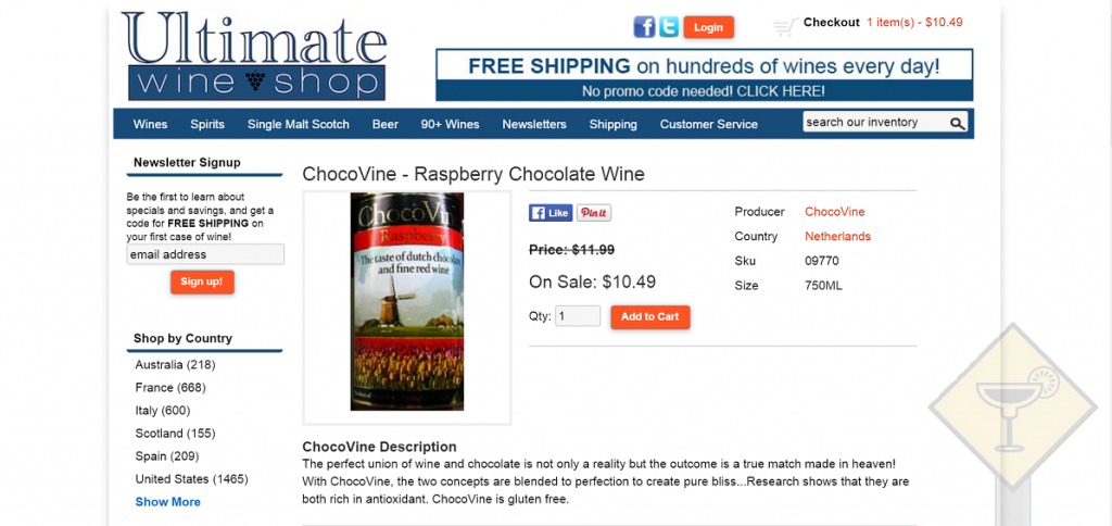 Шоколадное вино можно приобрести в Интернете по доступной цене